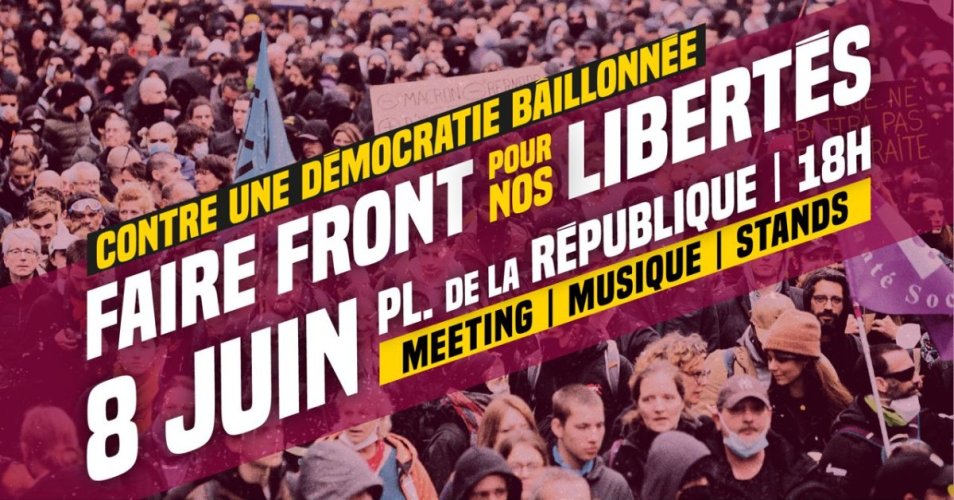 Samedi 8 juin, faire front pour nos libertés