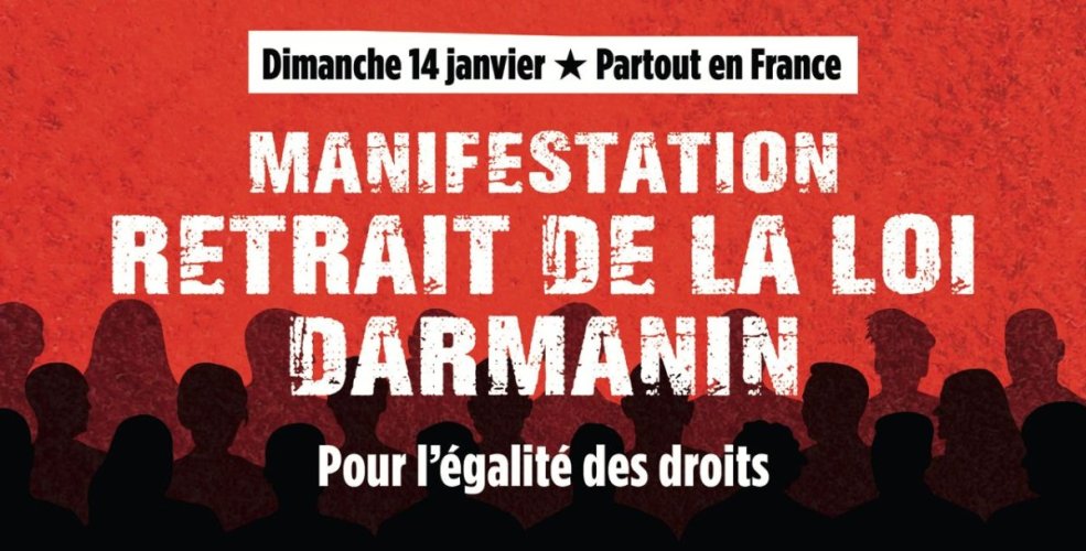 Manifestations le 14 janvier pour le retrait de la Loi Darmanin 